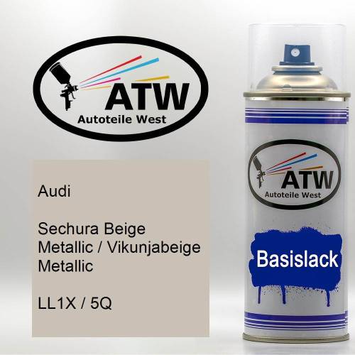 Audi, Sechura Beige Metallic / Vikunjabeige Metallic, LL1X / 5Q: 400ml Sprühdose, von ATW Autoteile West.